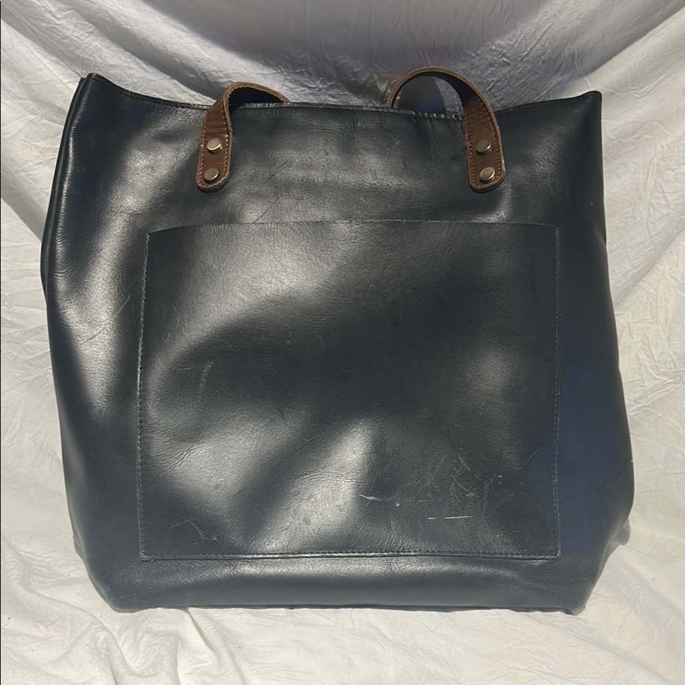Elegant Black Leather Tote Bag